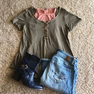 BKE washed Henley t shirt